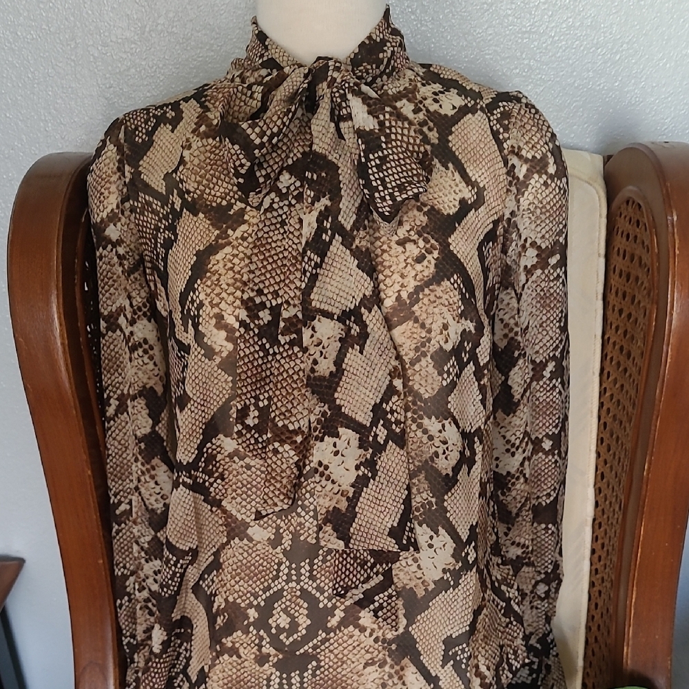 Altuzarra Beige and Brown Patterned Blouse NWT - Picture 3 of 9